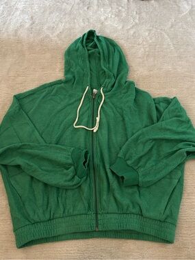 Urban Outfitters Green Slouchy Zip Up Hoodie